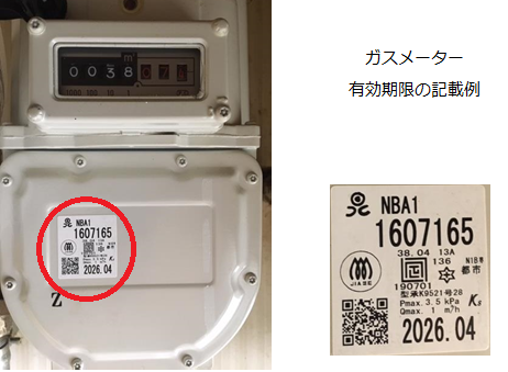 ガスメーターの有効期限の記載例