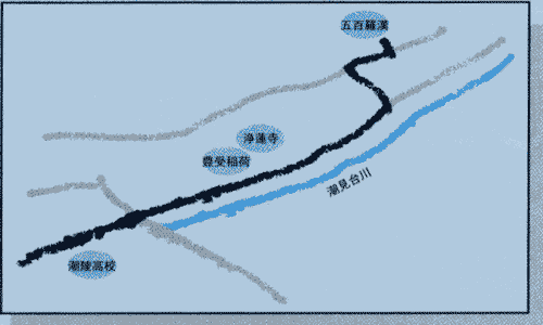 五百羅漢の坂の地図 五百羅漢の坂の地図