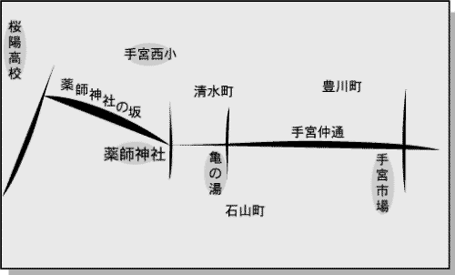 薬師神社の坂の地図 薬師神社の坂の地図