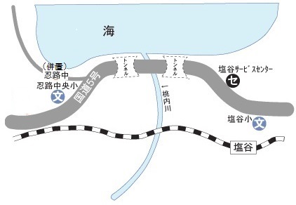 忍路から塩谷までの校区地図