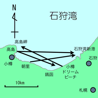 石狩湾の地図