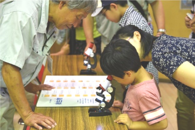 微生物観察の様子