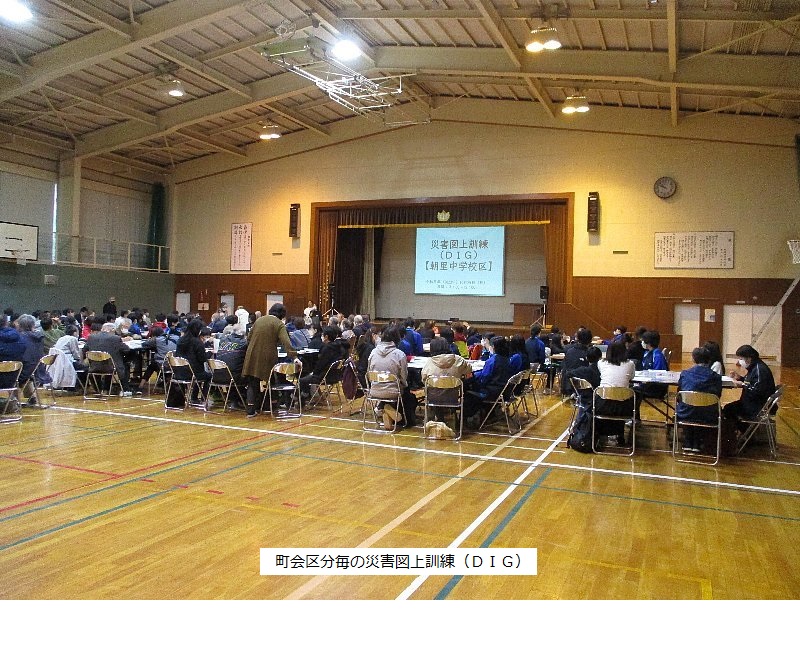 町会区分ごとの災害図上訓練(DIG)の様子