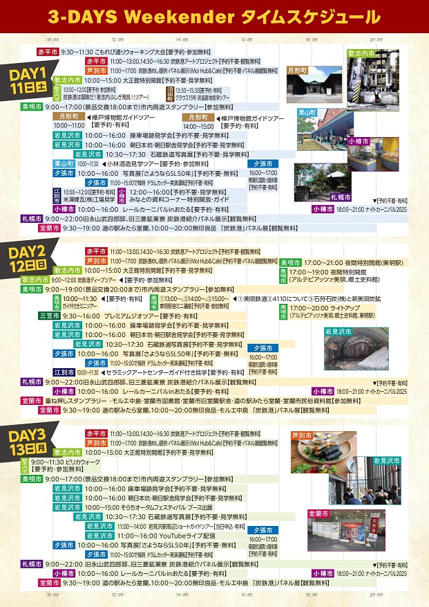 炭鉄港3DAYSタイムテーブル